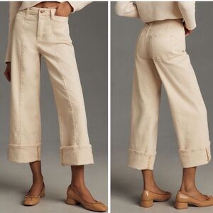 NWT Anthropologie Pilcro Cuffed Crop High Rise Wide Leg Jeans